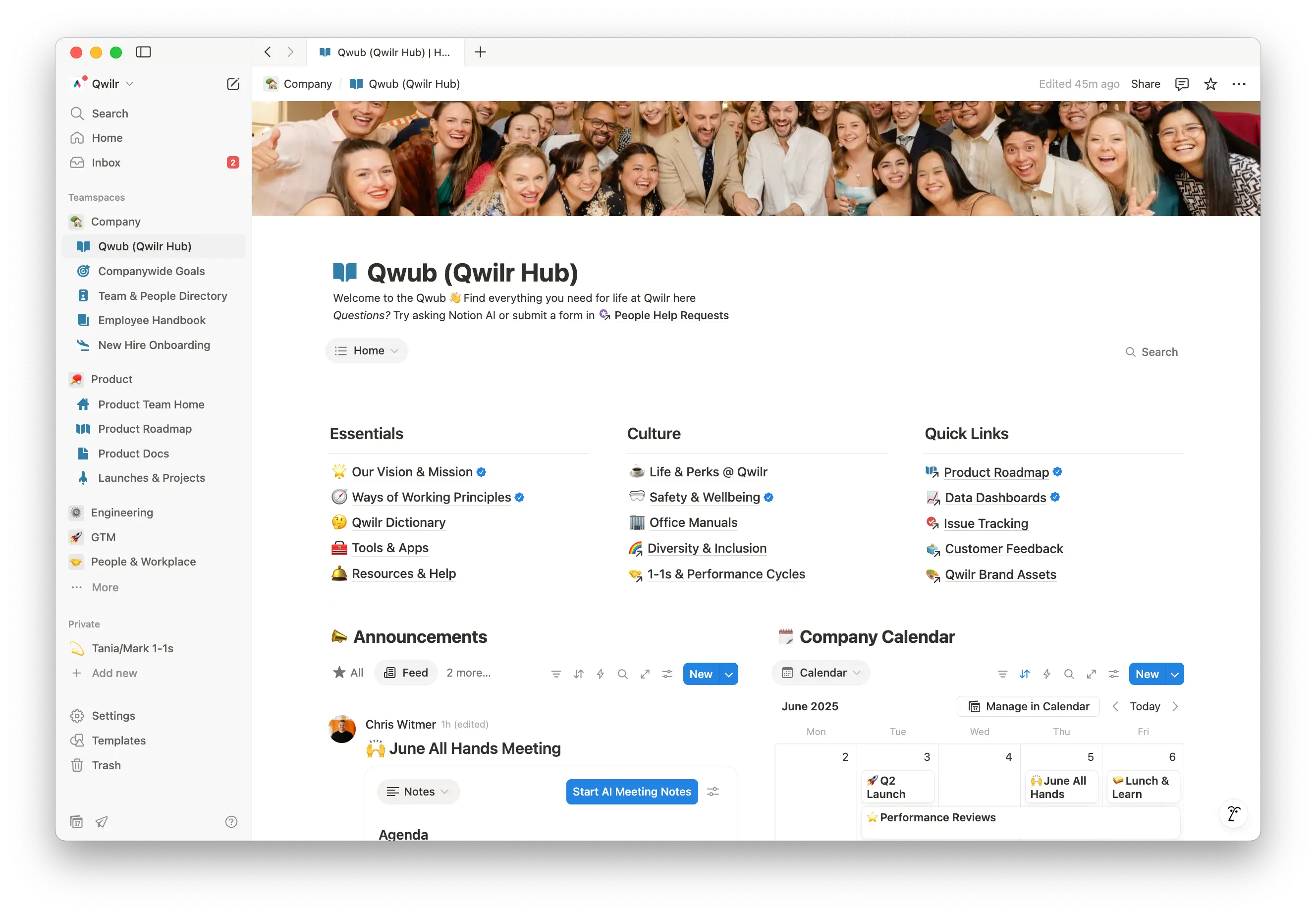 Qwilr's workspace brings workflows and knowledge from across the company in one central command center. Teams can quickly find what they need—whether it's a Notion doc, project, or work from connected tools—thanks to powerful built-in AI.