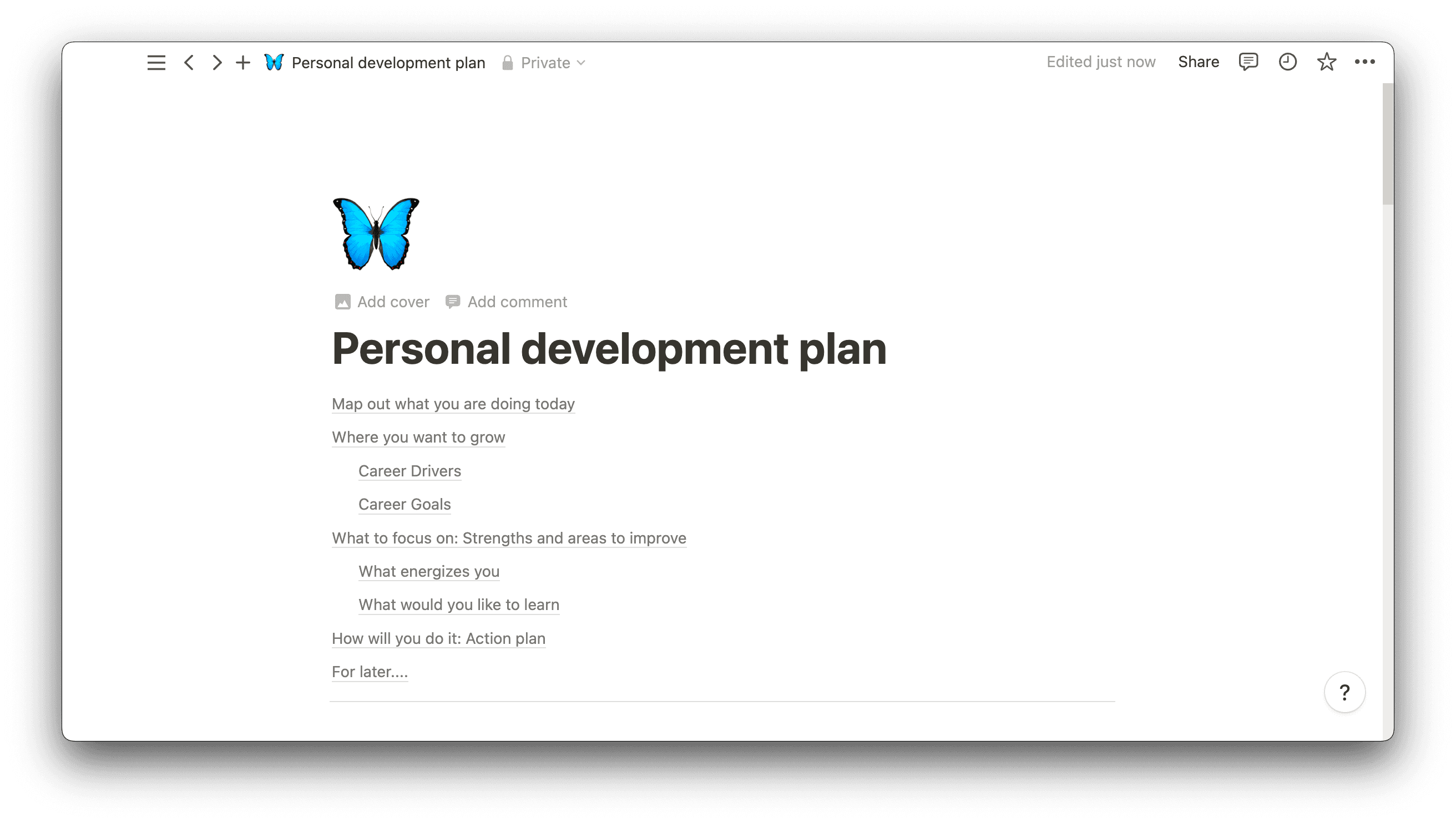 Personal development plan template