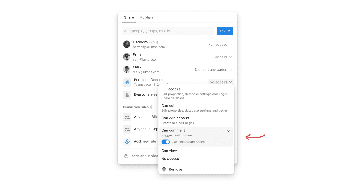 新增数据库权限:可创建页面