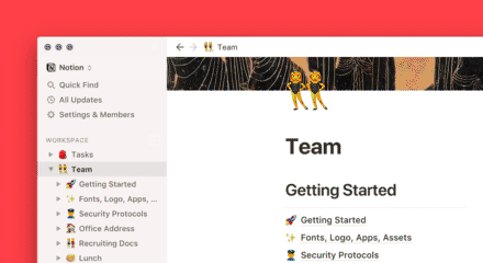 一个Notion工作空间的侧边栏有多层嵌套条目的动画。